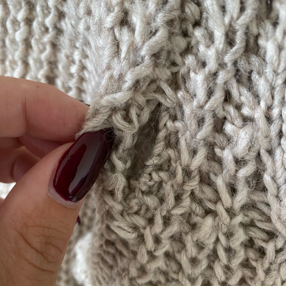 3/$30 Cleo wool blend chunky knit beige zip up sweater dress w/ buttoned collar - Picture 11 of 13